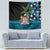 Fiji Day Tapestry Palm Tree With Plumeria Tapa Tribal Pattern