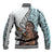 Maori Warrior Baseball Jacket Silver Fern New Zealand Map With Kowhaiwhai Pattern LT03 - Polynesian Pride