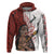 Maori Warrior Hoodie Silver Fern New Zealand Map With Kowhaiwhai Pattern LT03 Red - Polynesian Pride