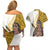 Maori Warrior Couples Matching Off Shoulder Short Dress and Hawaiian Shirt Silver Fern New Zealand Map With Kowhaiwhai Pattern LT03 - Polynesian Pride