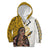 Maori Warrior Kid Hoodie Silver Fern New Zealand Map With Kowhaiwhai Pattern LT03 Zip Hoodie Gold - Polynesian Pride