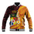 Tonga Culture Baseball Jacket Ngatu Pattern with Plumeria and Hibiscus