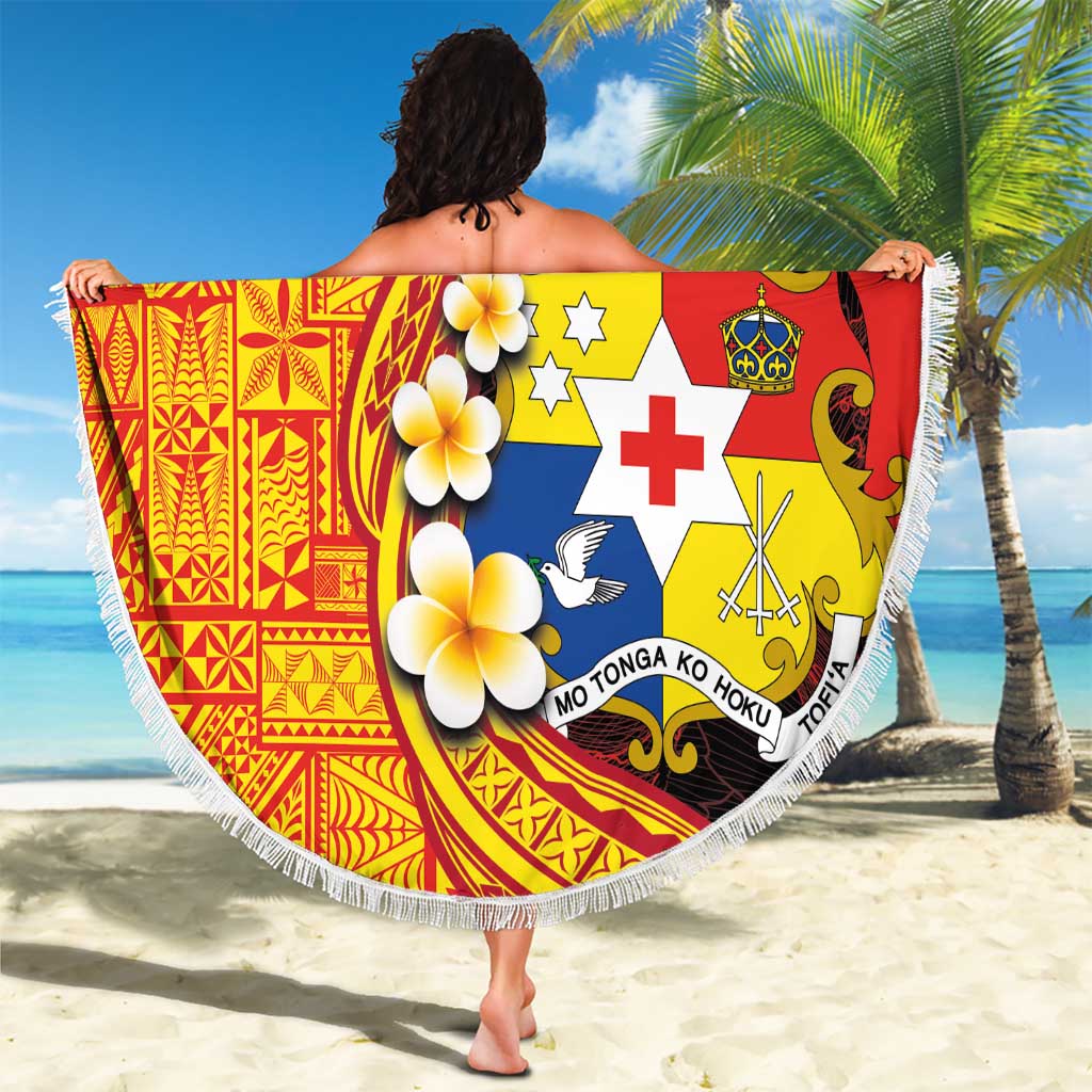 Tonga Culture Beach Blanket Ngatu Pattern with Plumeria and Hibiscus LT03 - Polynesian Pride
