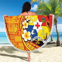 Tonga Culture Beach Blanket Ngatu Pattern with Plumeria and Hibiscus LT03 - Polynesian Pride