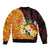 Tonga Culture Bomber Jacket Ngatu Pattern with Plumeria and Hibiscus