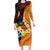 Tonga Culture Family Matching Long Sleeve Bodycon Dress and Hawaiian Shirt Ngatu Pattern with Plumeria and Hibiscus