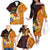 Tonga Culture Family Matching Off The Shoulder Long Sleeve Dress and Hawaiian Shirt Ngatu Pattern with Plumeria and Hibiscus