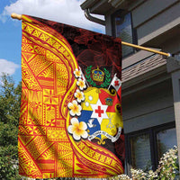Tonga Culture Garden Flag Ngatu Pattern with Plumeria and Hibiscus LT03 - Polynesian Pride
