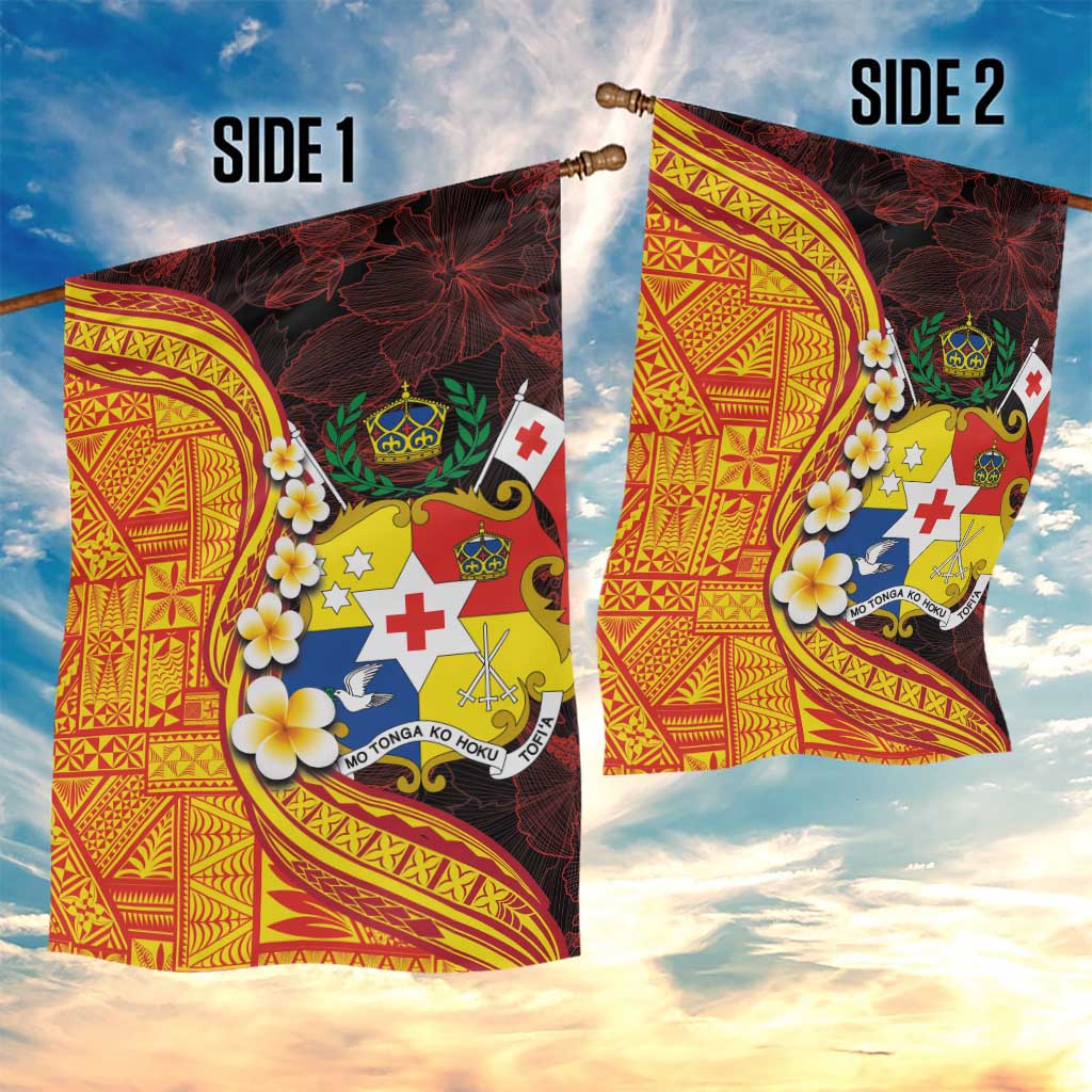Tonga Culture Garden Flag Ngatu Pattern with Plumeria and Hibiscus LT03 - Polynesian Pride