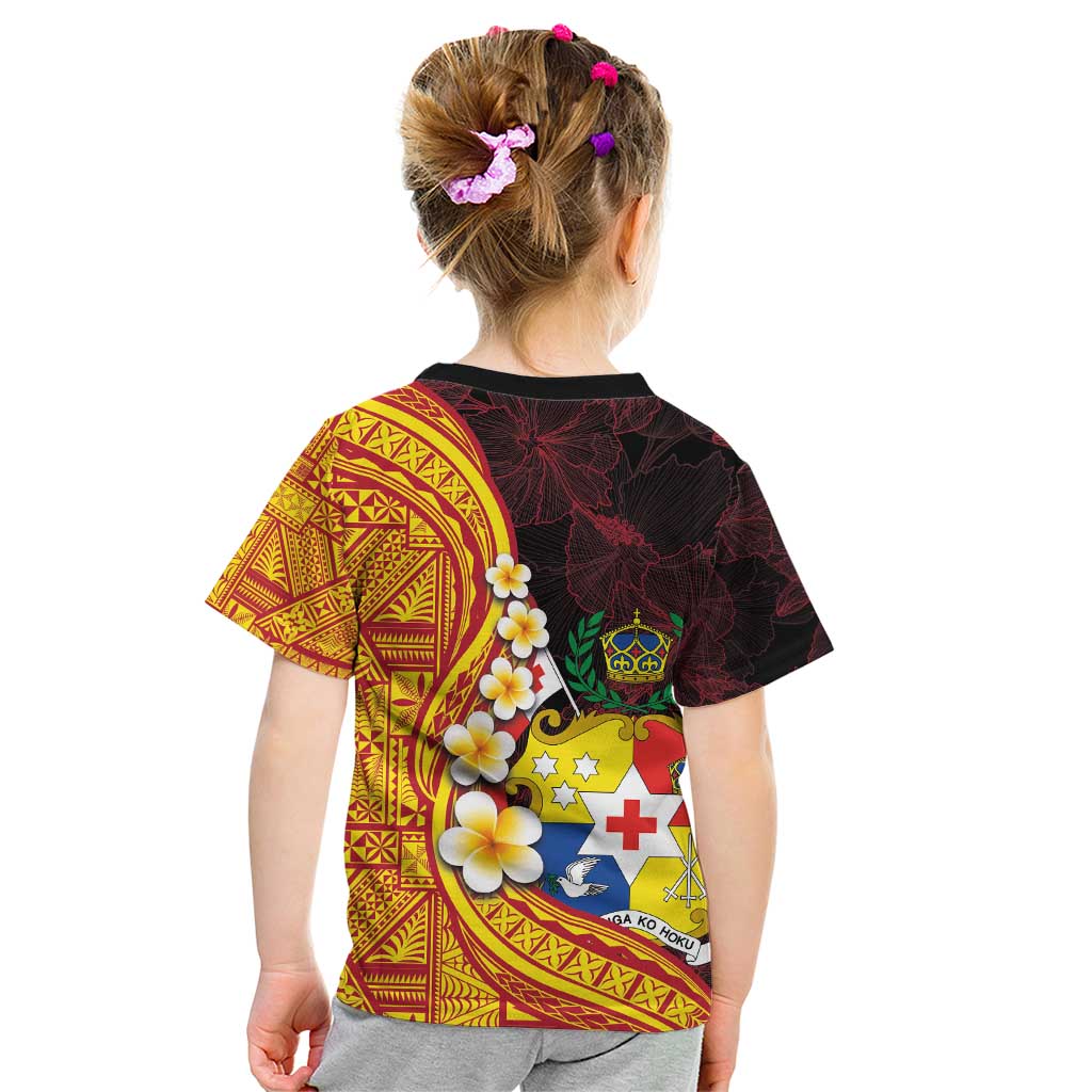 Tonga Culture Kid T Shirt Ngatu Pattern with Plumeria and Hibiscus LT03 - Polynesian Pride