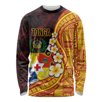 Tonga Culture Long Sleeve Shirt Ngatu Pattern with Plumeria and Hibiscus LT03 Unisex Black - Polynesian Pride