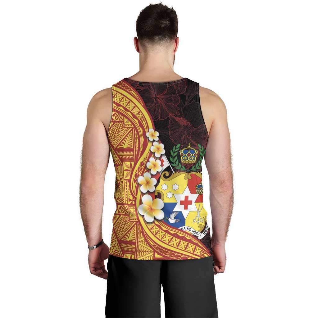 Tonga Culture Men Tank Top Ngatu Pattern with Plumeria and Hibiscus LT03 - Polynesian Pride