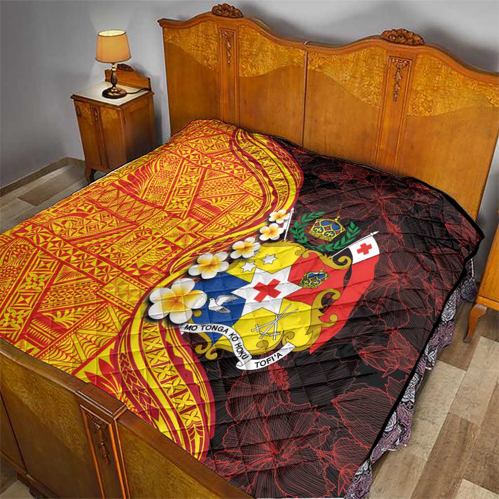 Tonga Culture Quilt Ngatu Pattern with Plumeria and Hibiscus LT03 - Polynesian Pride