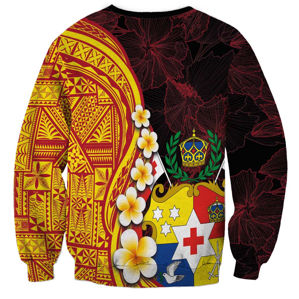 Tonga Culture Sweatshirt Ngatu Pattern with Plumeria and Hibiscus LT03 - Polynesian Pride
