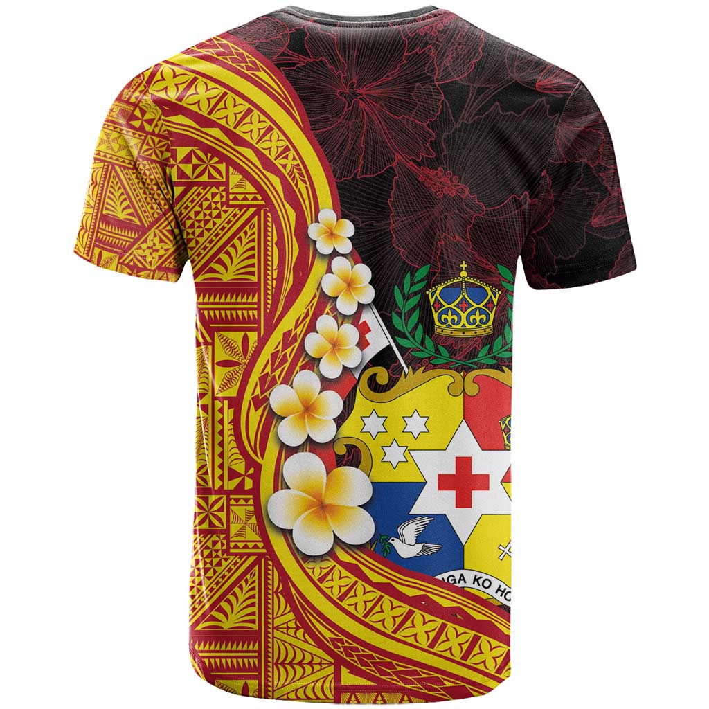 Tonga Culture T Shirt Ngatu Pattern with Plumeria and Hibiscus LT03 - Polynesian Pride