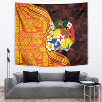 Tonga Culture Tapestry Ngatu Pattern with Plumeria and Hibiscus LT03 Black - Polynesian Pride