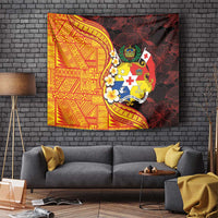 Tonga Culture Tapestry Ngatu Pattern with Plumeria and Hibiscus LT03 - Polynesian Pride