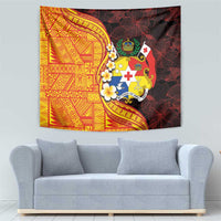 Tonga Culture Tapestry Ngatu Pattern with Plumeria and Hibiscus LT03 - Polynesian Pride