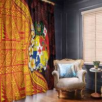 Tonga Culture Window Curtain Ngatu Pattern with Plumeria and Hibiscus LT03 - Polynesian Pride