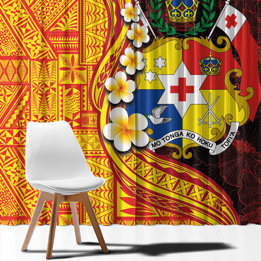 Tonga Culture Window Curtain Ngatu Pattern with Plumeria and Hibiscus LT03 - Polynesian Pride