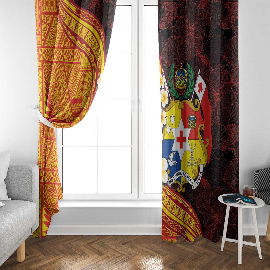Tonga Culture Window Curtain Ngatu Pattern with Plumeria and Hibiscus LT03 - Polynesian Pride