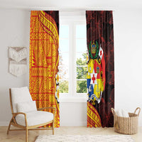 Tonga Culture Window Curtain Ngatu Pattern with Plumeria and Hibiscus LT03 - Polynesian Pride