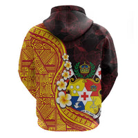 Tonga Culture Zip Hoodie Ngatu Pattern with Plumeria and Hibiscus LT03 - Polynesian Pride
