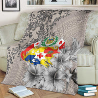Tonga Culture Blanket Ngatu Pattern and Blooming Hibiscus LT03 - Polynesian Pride