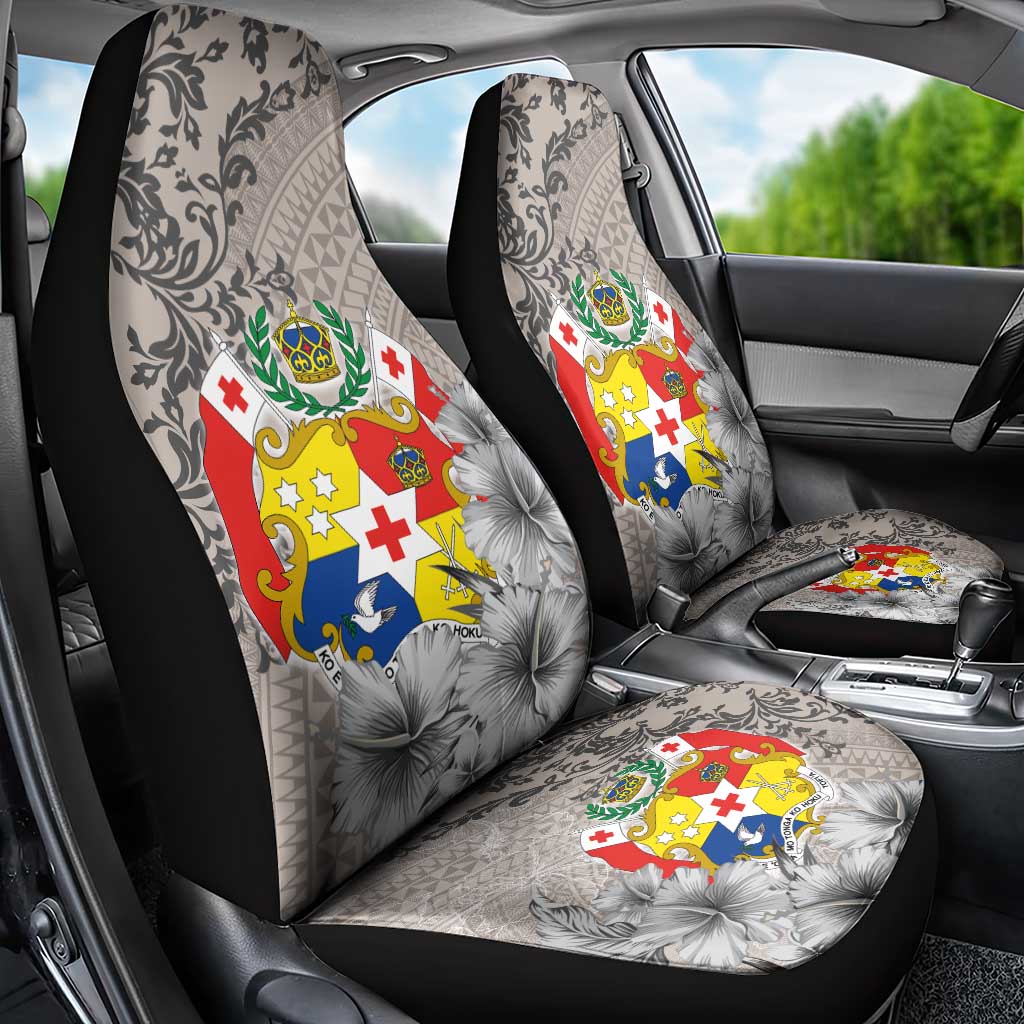Tonga Culture Car Seat Cover Ngatu Pattern and Blooming Hibiscus LT03 - Polynesian Pride