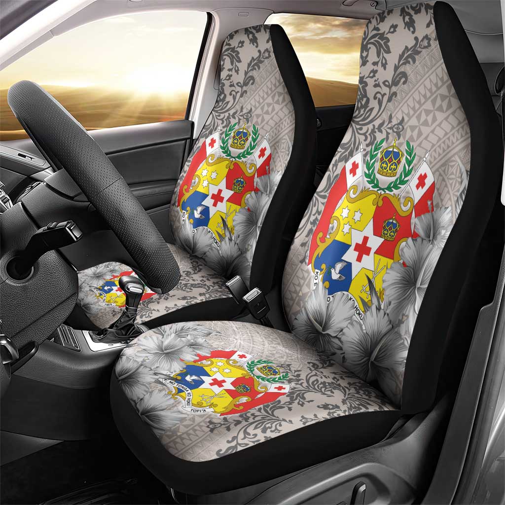 Tonga Culture Car Seat Cover Ngatu Pattern and Blooming Hibiscus LT03 - Polynesian Pride