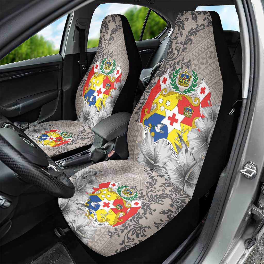 Tonga Culture Car Seat Cover Ngatu Pattern and Blooming Hibiscus LT03 - Polynesian Pride