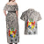 Tonga Culture Couples Matching Off Shoulder Maxi Dress and Hawaiian Shirt Ngatu Pattern and Blooming Hibiscus