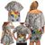 Tonga Culture Family Matching Off Shoulder Short Dress and Hawaiian Shirt Ngatu Pattern and Blooming Hibiscus