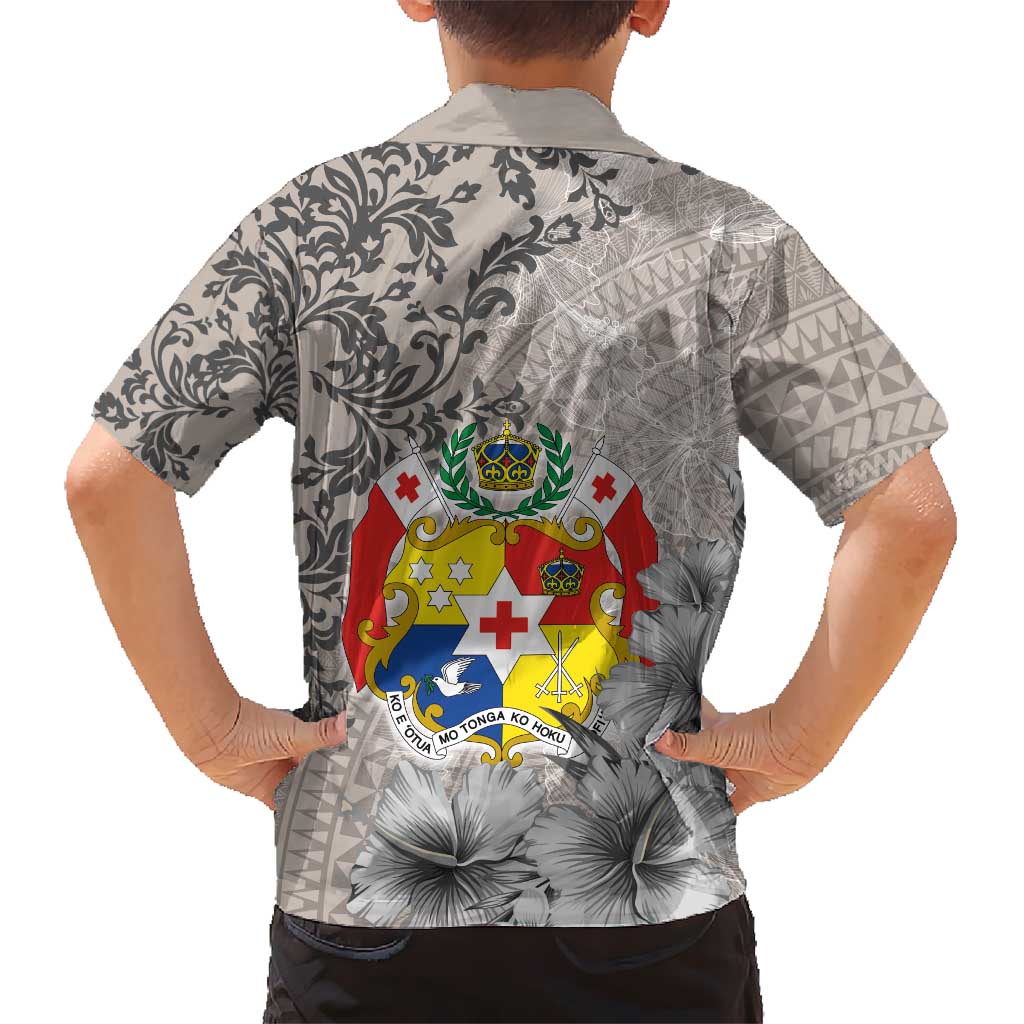 Tonga Culture Kid Hawaiian Shirt Ngatu Pattern and Blooming Hibiscus LT03 - Polynesian Pride
