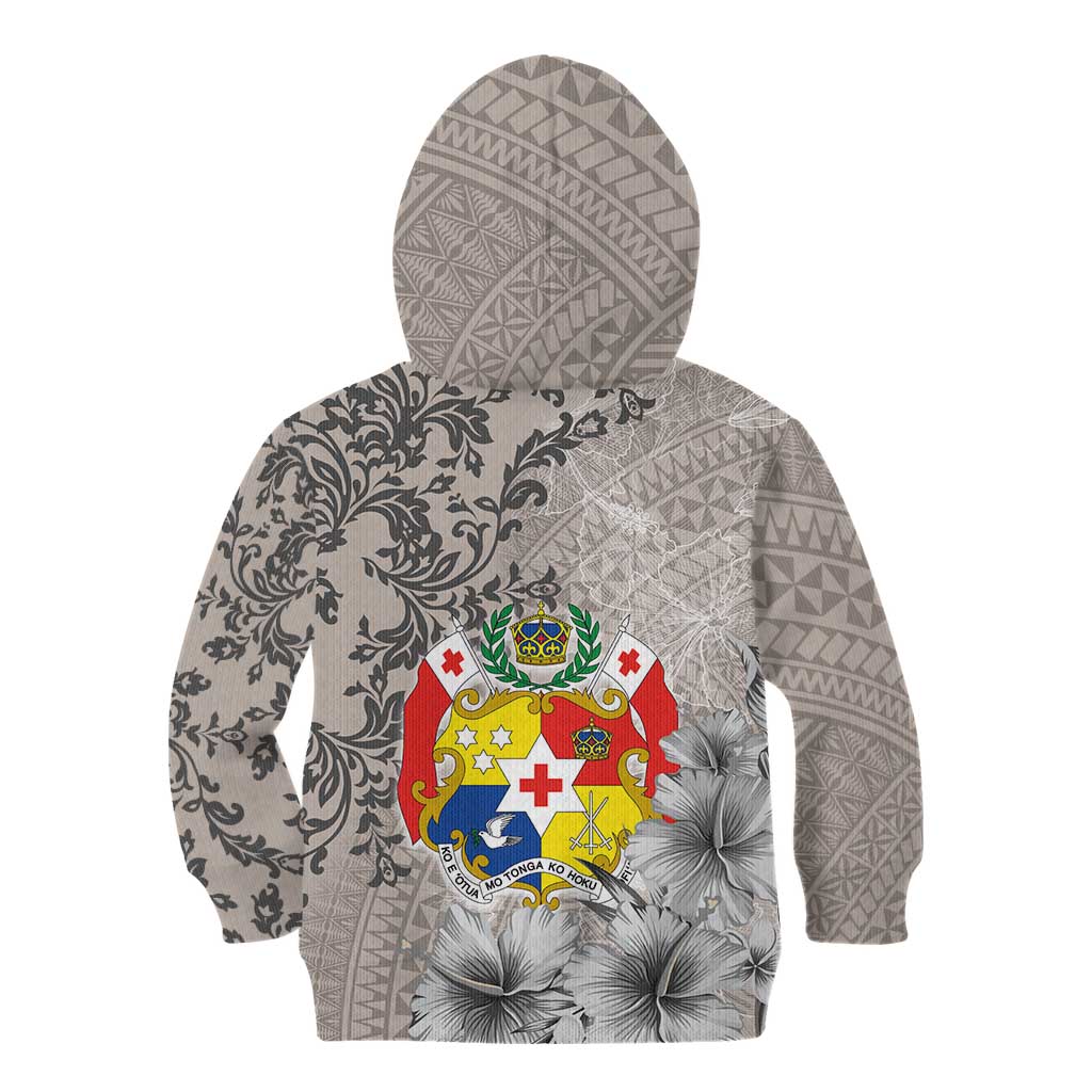 Tonga Culture Kid Hoodie Ngatu Pattern and Blooming Hibiscus LT03 - Polynesian Pride