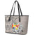 Tonga Culture Leather Tote Bag Ngatu Pattern and Blooming Hibiscus