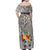 Tonga Culture Off Shoulder Maxi Dress Ngatu Pattern and Blooming Hibiscus