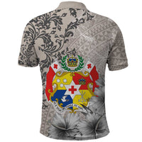 Tonga Culture Polo Shirt Ngatu Pattern and Blooming Hibiscus LT03 - Polynesian Pride