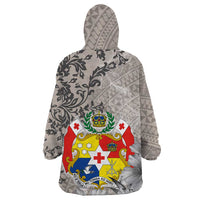 Tonga Culture Wearable Blanket Hoodie Ngatu Pattern and Blooming Hibiscus LT03 - Polynesian Pride