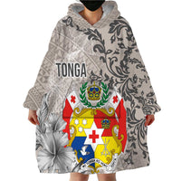 Tonga Culture Wearable Blanket Hoodie Ngatu Pattern and Blooming Hibiscus LT03 - Polynesian Pride