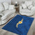 Polynesian Hibiscus and Plumeria with Tapa Pattern Area Rug Blue Color