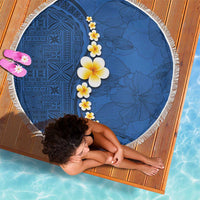 Polynesian Hibiscus and Plumeria with Tapa Pattern Beach Blanket Blue Color LT03 - Polynesian Pride