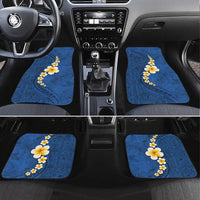 Polynesian Hibiscus and Plumeria with Tapa Pattern Car Mats Blue Color LT03 Set 4pcs Blue - Polynesian Pride