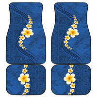 Polynesian Hibiscus and Plumeria with Tapa Pattern Car Mats Blue Color LT03 - Polynesian Pride