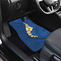 Polynesian Hibiscus and Plumeria with Tapa Pattern Car Mats Blue Color LT03 - Polynesian Pride
