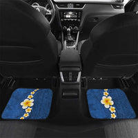 Polynesian Hibiscus and Plumeria with Tapa Pattern Car Mats Blue Color LT03 Set 2pcs - Back Blue - Polynesian Pride