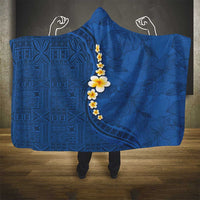 Polynesian Hibiscus and Plumeria with Tapa Pattern Hooded Blanket Blue Color LT03 - Polynesian Pride
