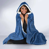 Polynesian Hibiscus and Plumeria with Tapa Pattern Hooded Blanket Blue Color LT03 - Polynesian Pride