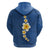 Polynesian Hibiscus and Plumeria with Tapa Pattern Hoodie Blue Color