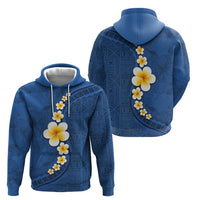 Polynesian Hibiscus and Plumeria with Tapa Pattern Hoodie Blue Color LT03 - Polynesian Pride